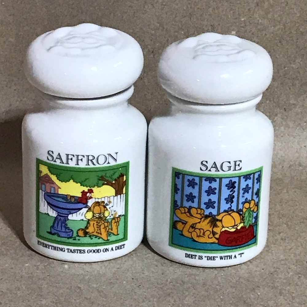 Vintage Garfield SAFFRON And SAGE Danbury Mint Spice Rack Jar 1994